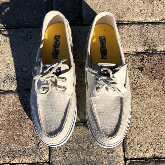 SPERRY | Top-Sider Women White Sequin Boat Shoe Size 8 - Picture 1 of 5